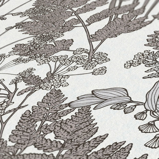 Ayla Light Grey Wildflowers Wallpaper with Botanical Bohemian Pattern - AS Creation AS377521