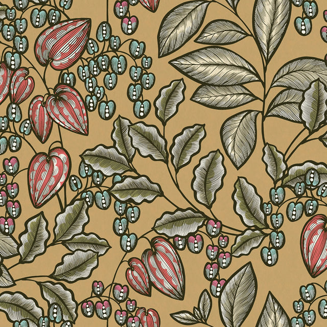Leif Mustard Vine Trail Wallpaper with Botanical Modern Pattern - AS Creation AS377544