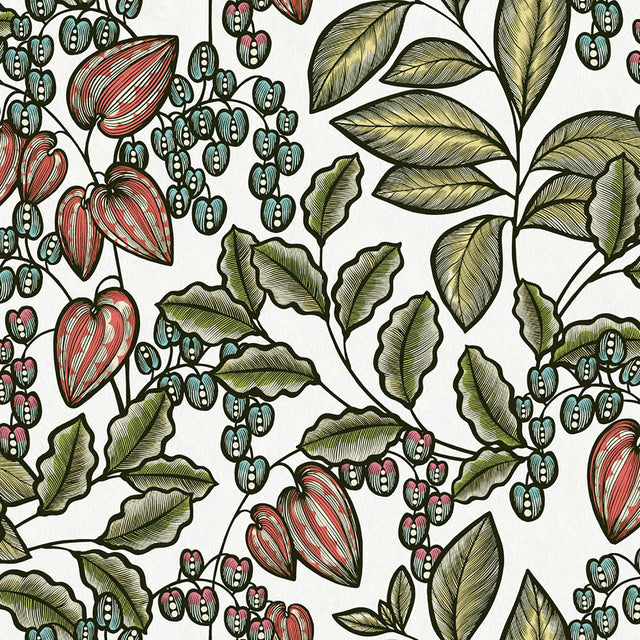 Leif White Vine Trail Wallpaper with Modern Botanical Pattern - AS Creation AS377545