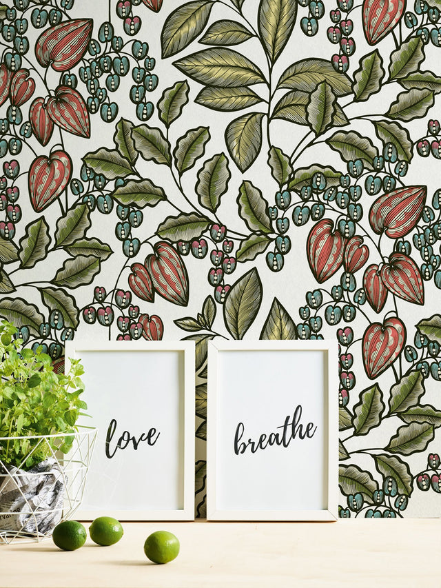 Leif White Vine Trail Wallpaper with Modern Botanical Pattern - AS Creation AS377545