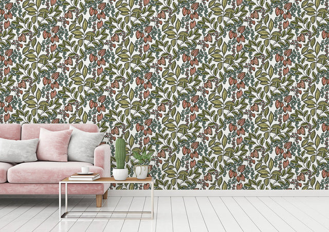 Leif White Vine Trail Wallpaper with Modern Botanical Pattern - AS Creation AS377545
