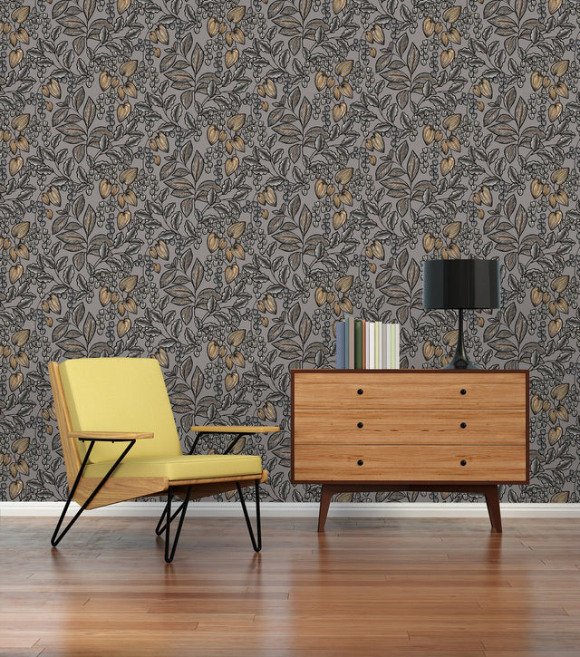 Leif Grey Vine Trail Wallpaper