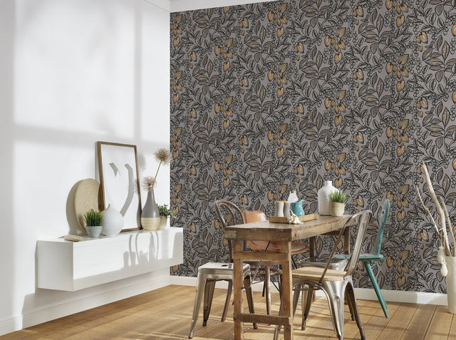 Leif Grey Vine Trail Wallpaper