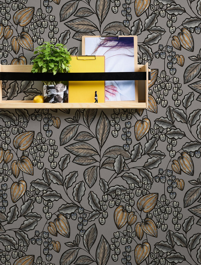 Leif Grey Vine Trail Wallpaper