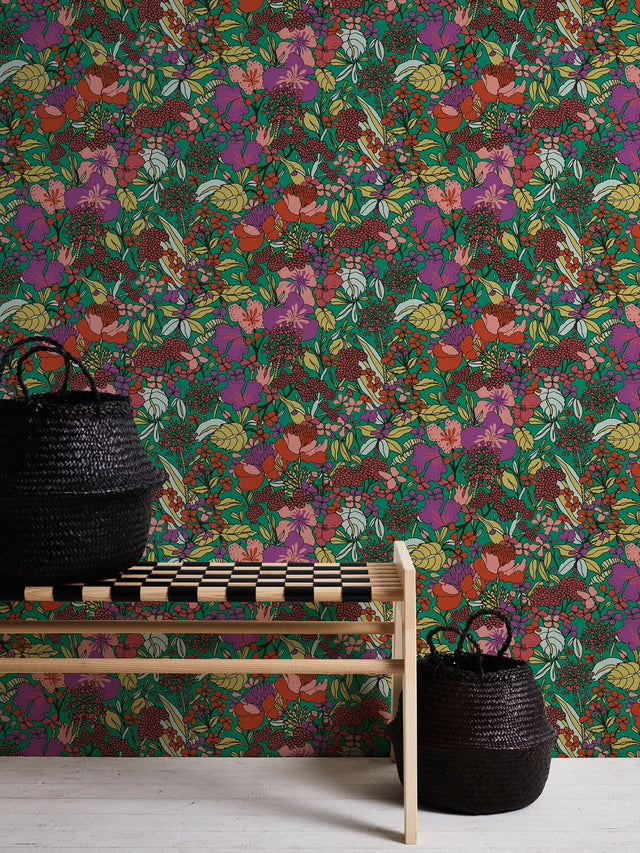 Zetta Multicolor Floral Riot Wallpaper