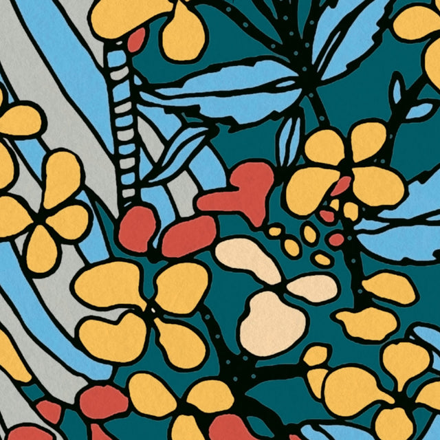 Zetta Blue Floral Riot Wallpaper