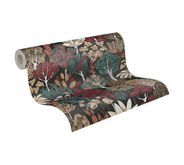 Idris Black Forest Wallpaper with Whimsical Trees Pattern in Black - AS Creation AS377576