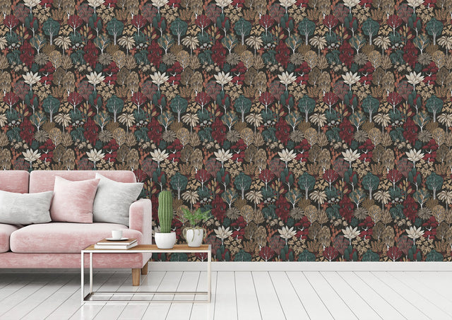 Idris Black Forest Wallpaper with Whimsical Trees Pattern in Black - AS Creation AS377576