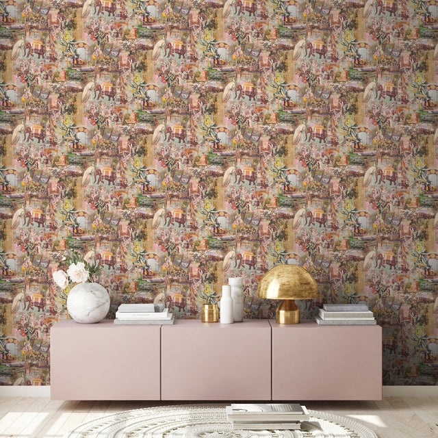 Fenmore Olive Indian Safari Wallpaper