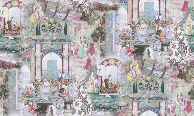 Fenmore Light Blue Indian Safari Wallpaper with Global Novelty Mural Style - AS Creation AS381743
