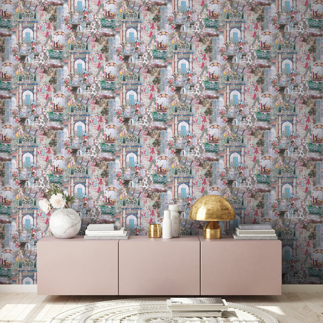 Fenmore Light Blue Indian Safari Wallpaper with Global Novelty Mural Style - AS Creation AS381743