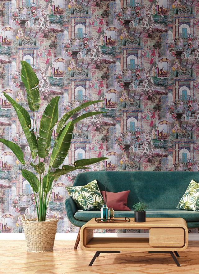 Fenmore Light Blue Indian Safari Wallpaper with Global Novelty Mural Style - AS Creation AS381743