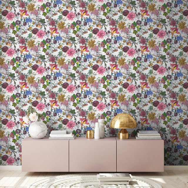 Althea White Flower Garden Wallpaper
