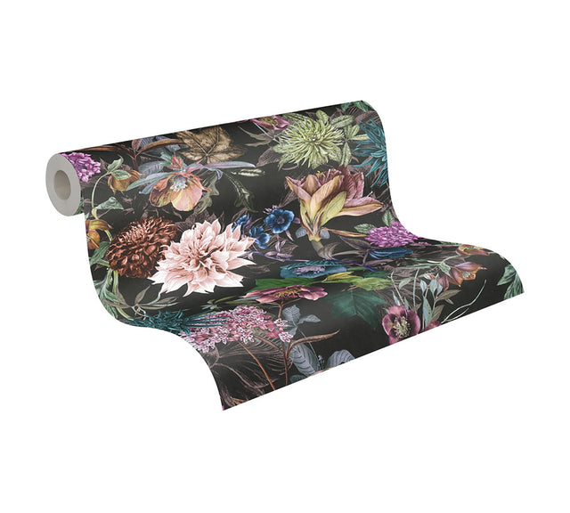 Althea Black Flower Garden Wallpaper
