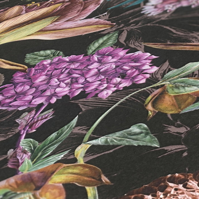Althea Black Flower Garden Wallpaper