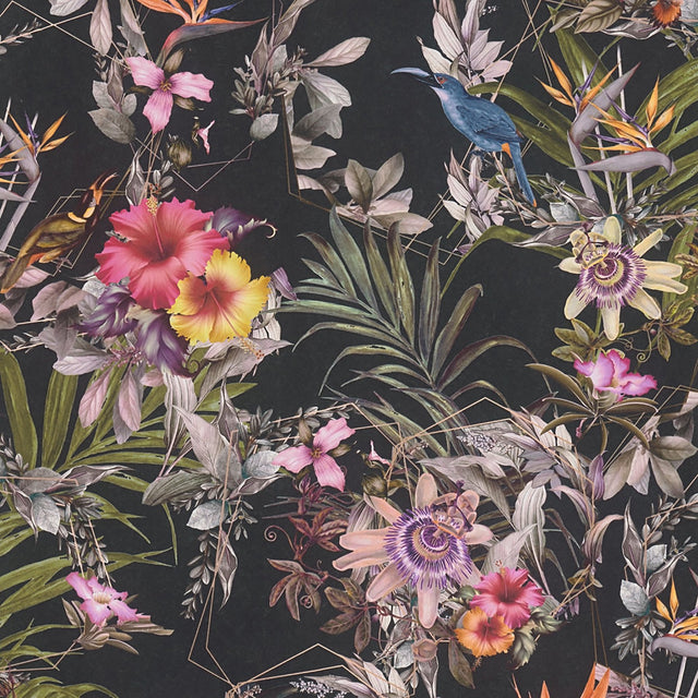 Hollis Navy Tropical Wallpaper