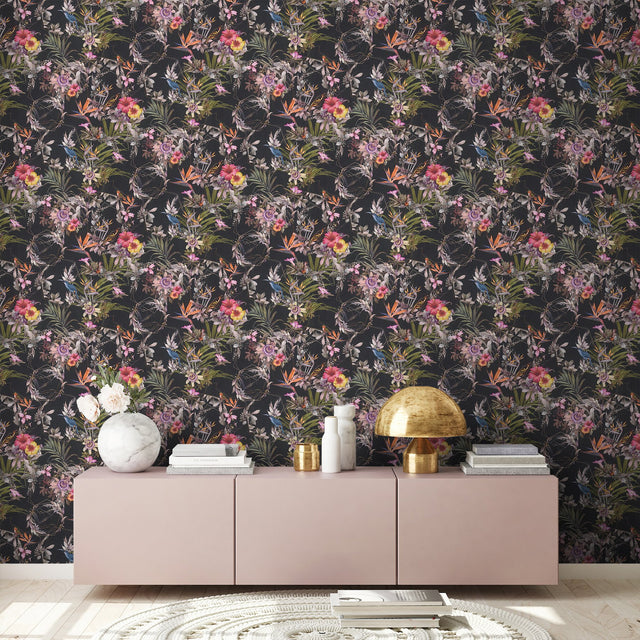 Hollis Navy Tropical Wallpaper