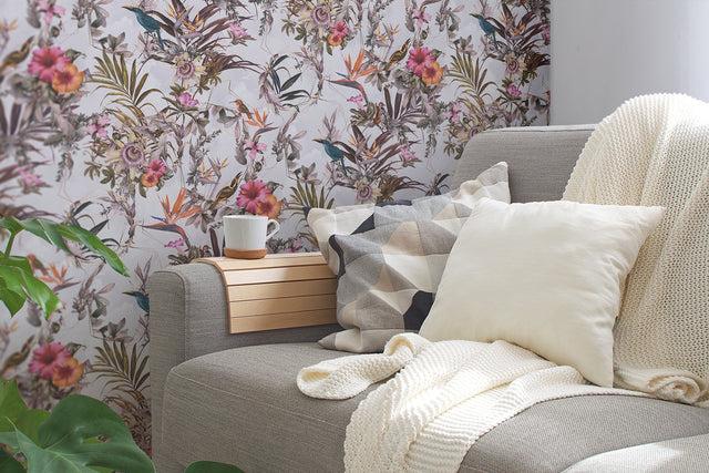Hollis White Tropical Wallpaper with Botanical Birds Motif - AS Creation AS381787