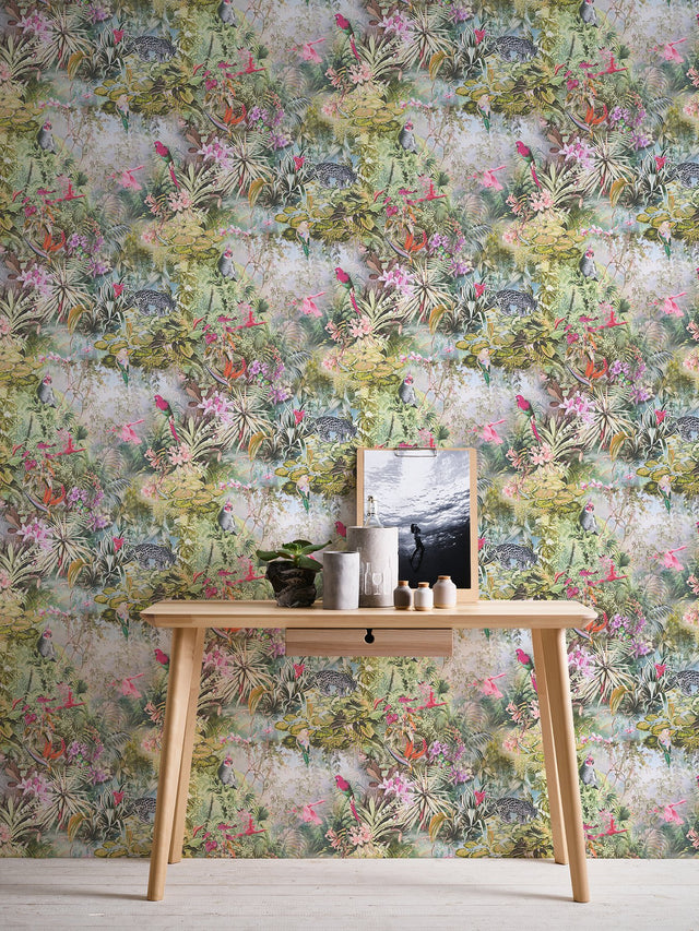 Cordian Light Yellow Rainforest Landscape Wallpaper