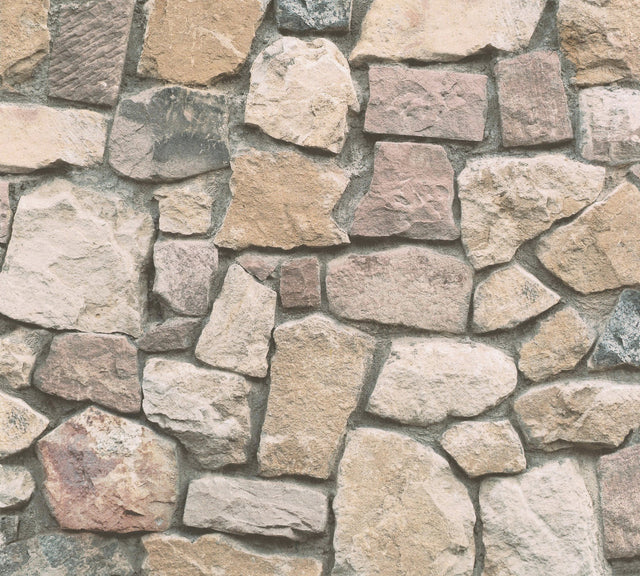 Morris Neutral Natural Stone Wallpaper with Rustic Stone Motif - AS Creation AS692412