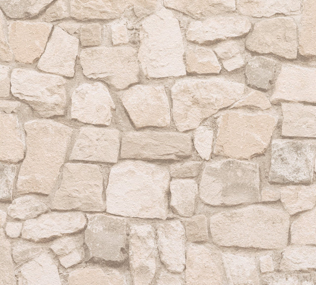 Morris Beige Natural Stone Wallpaper with Farmhouse Stone Look - AS Creation AS692429
