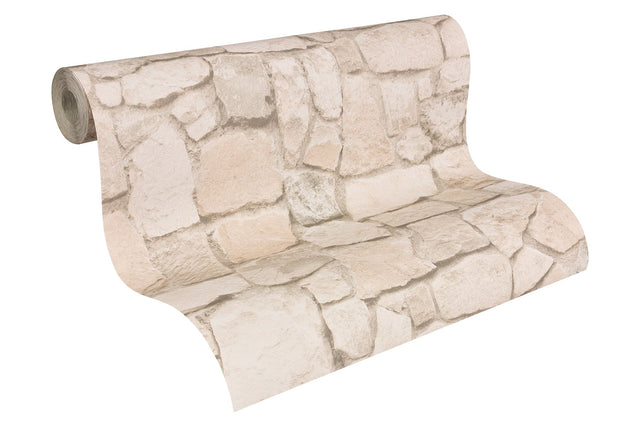 Morris Beige Natural Stone Wallpaper with Farmhouse Stone Look - AS Creation AS692429