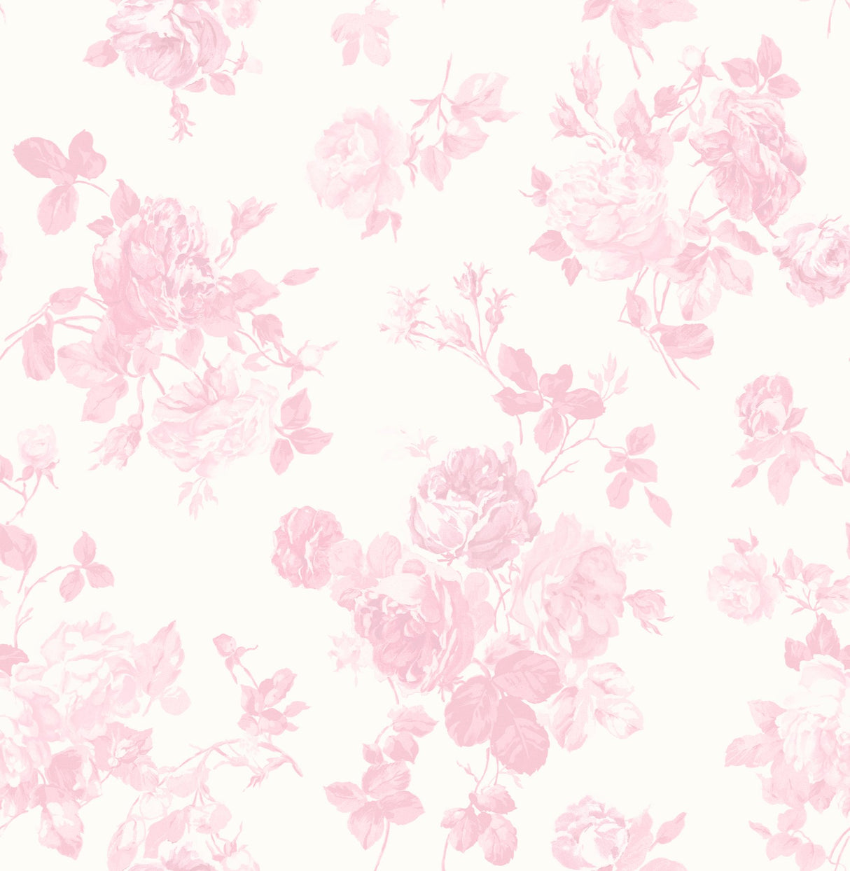 Everblooming Rosettes Pink Jam Cabbage Rose Bouquets Wallpaper with Whimsical Floral Pattern - A-Street Prints AST4101
