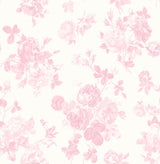 Everblooming Rosettes Pink Jam Cabbage Rose Bouquets Wallpaper with Whimsical Floral Pattern - A-Street Prints AST4101