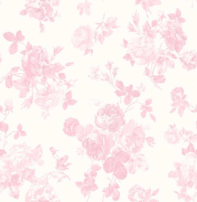 Everblooming Rosettes Pink Jam Cabbage Rose Bouquets Wallpaper with Whimsical Floral Pattern - A-Street Prints AST4101