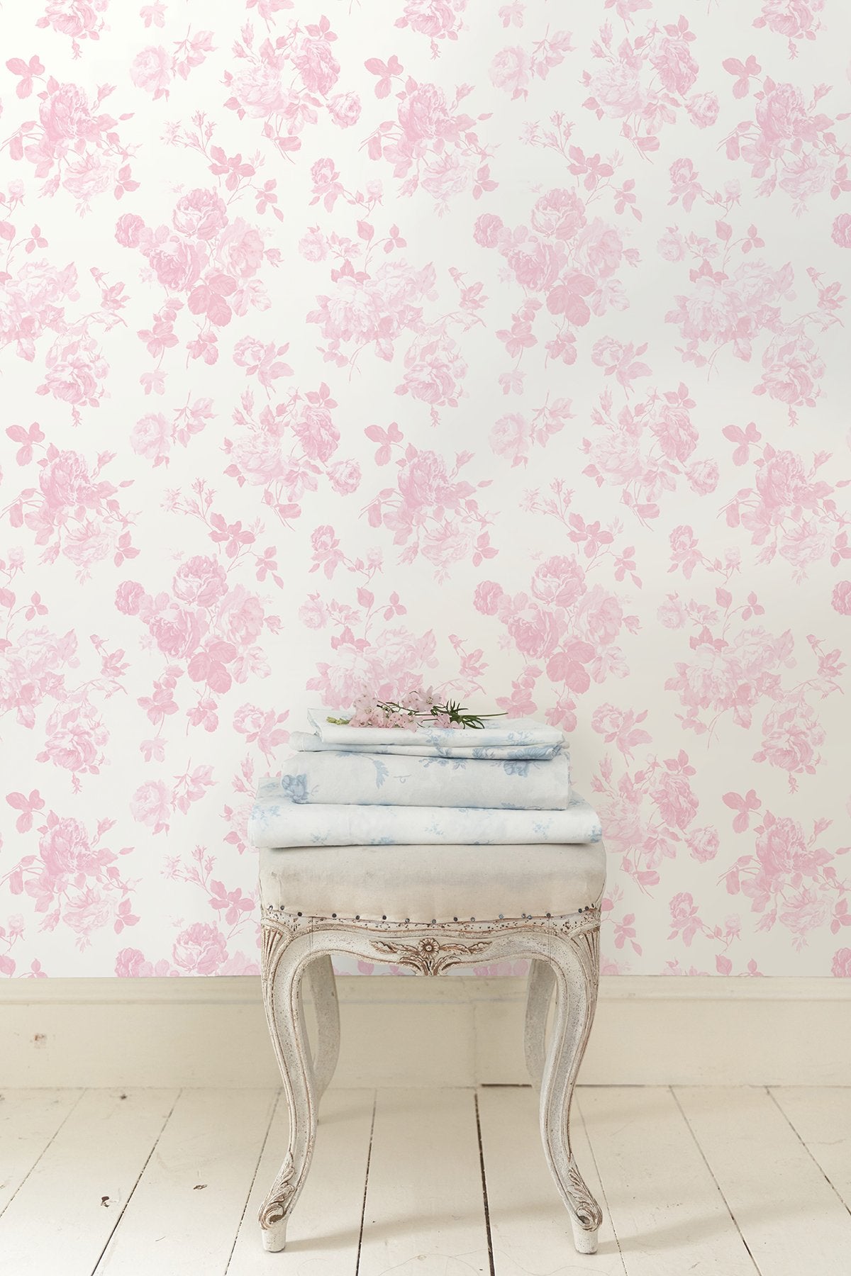 Everblooming Rosettes Pink Jam Cabbage Rose Bouquets Wallpaper with Whimsical Floral Pattern - A-Street Prints AST4101
