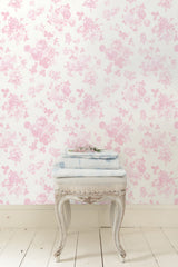 Everblooming Rosettes Pink Jam Cabbage Rose Bouquets Wallpaper with Whimsical Floral Pattern - A-Street Prints AST4101