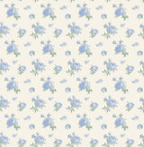 Ikat Rose Blue Small Print Wallpaper with Vintage Botanical Flower Motif - A-Street Prints AST4107