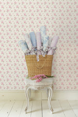 Ikat Rose Tinted Petals Small Print Pink Wallpaper with Vintage Botanical Floral Motif - A-Street Prints AST4108