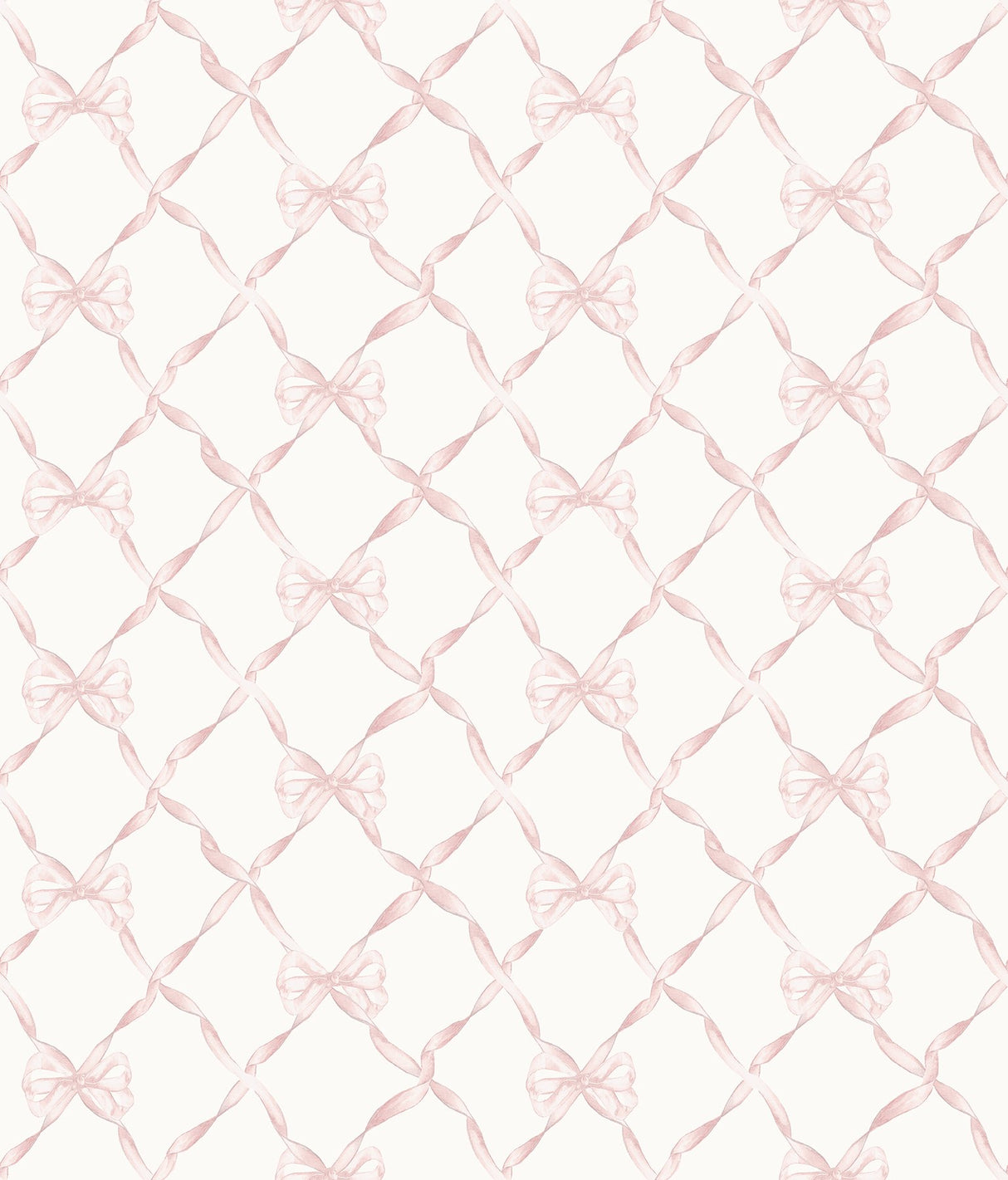 Baby Bow Faded Primrose Ribbon Trellis Wallpaper with Whimsical Novelty Pattern - A-Street Prints AST4114