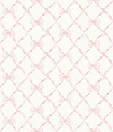 Baby Bow Faded Primrose Ribbon Trellis Wallpaper with Whimsical Novelty Pattern - A-Street Prints AST4114