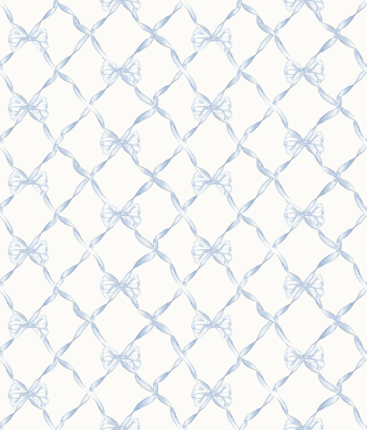 Baby Bow Blue Bella Ribbon Trellis Wallpaper with Whimsical Graphic Pattern - A?Street Prints AST4168