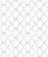 Baby Bow Blue Bella Ribbon Trellis Wallpaper with Whimsical Graphic Pattern - A?Street Prints AST4168