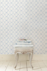 Baby Bow Blue Bella Ribbon Trellis Wallpaper with Whimsical Graphic Pattern - A?Street Prints AST4168