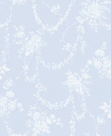 Chandelier Gates Blue Gemstone Floral Drape Wallpaper with Whimsical Botanical Flowers - A-Street Prints AST4170