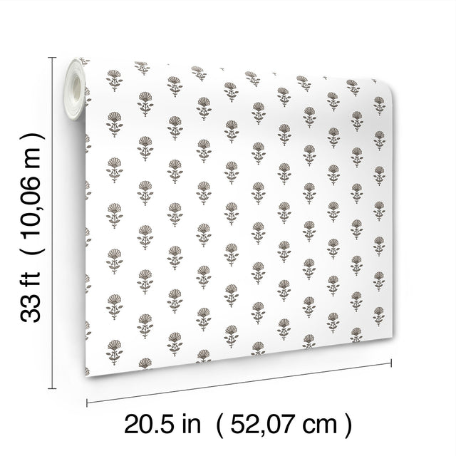 Libby Stone Mini Floral Wallpaper with Botanical Farmhouse Motif - A-Street Prints AST4335