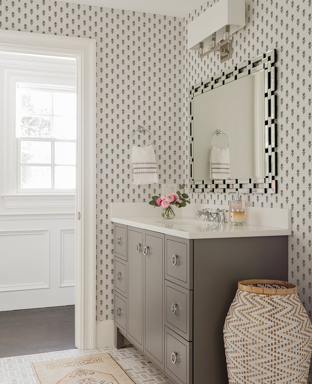 Libby Stone Mini Floral Wallpaper with Botanical Farmhouse Motif - A-Street Prints AST4335