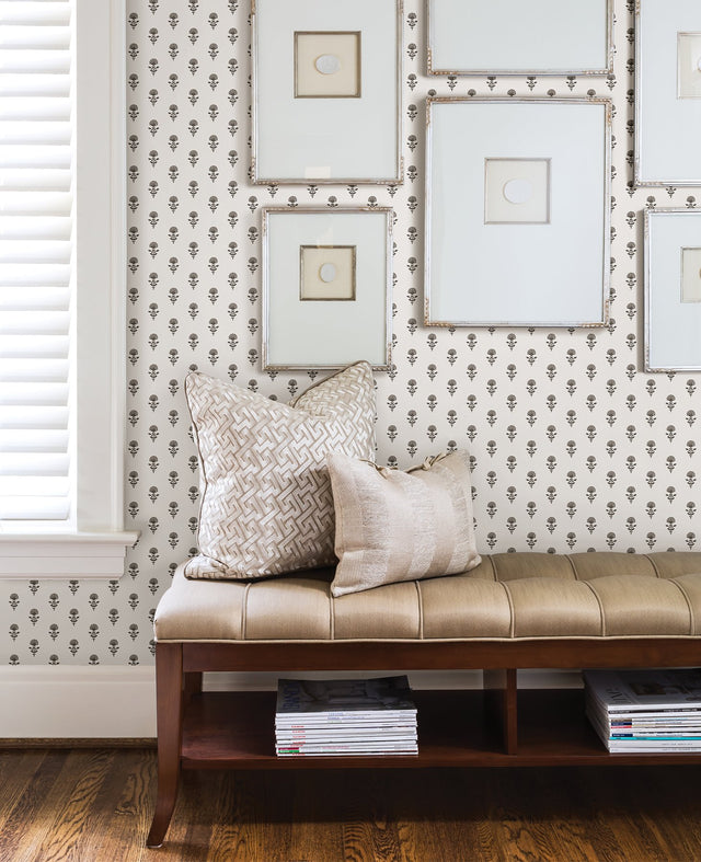 Libby Stone Mini Floral Wallpaper with Botanical Farmhouse Motif - A-Street Prints AST4335