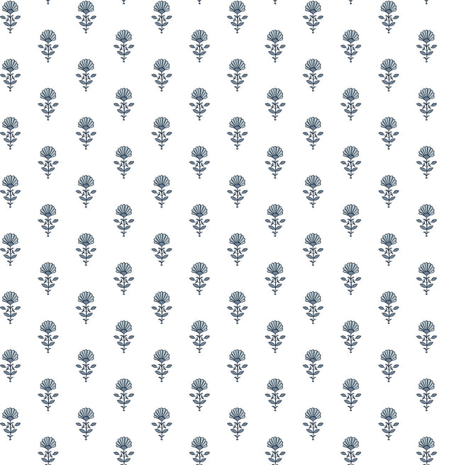 Libby Blue Heather Mini Floral Wallpaper with Botanical Flower Motif - A-Street Prints AST4337