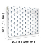 Libby Blue Heather Mini Floral Wallpaper with Botanical Flower Motif - A-Street Prints AST4337