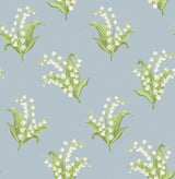 Farmington Blue Heather Lily of the Valley Wallpaper with Botanical Traditional Pattern - A?Street Prints AST4339