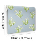 Farmington Blue Heather Lily of the Valley Wallpaper with Botanical Traditional Pattern - A?Street Prints AST4339