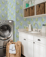 Farmington Blue Heather Lily of the Valley Wallpaper with Botanical Traditional Pattern - A?Street Prints AST4339