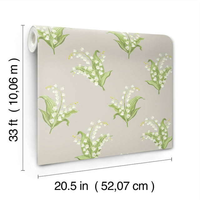 Farmington Stone Lily of the Valley Wallpaper with Botanical Lily Motif - A-Street Prints AST4341