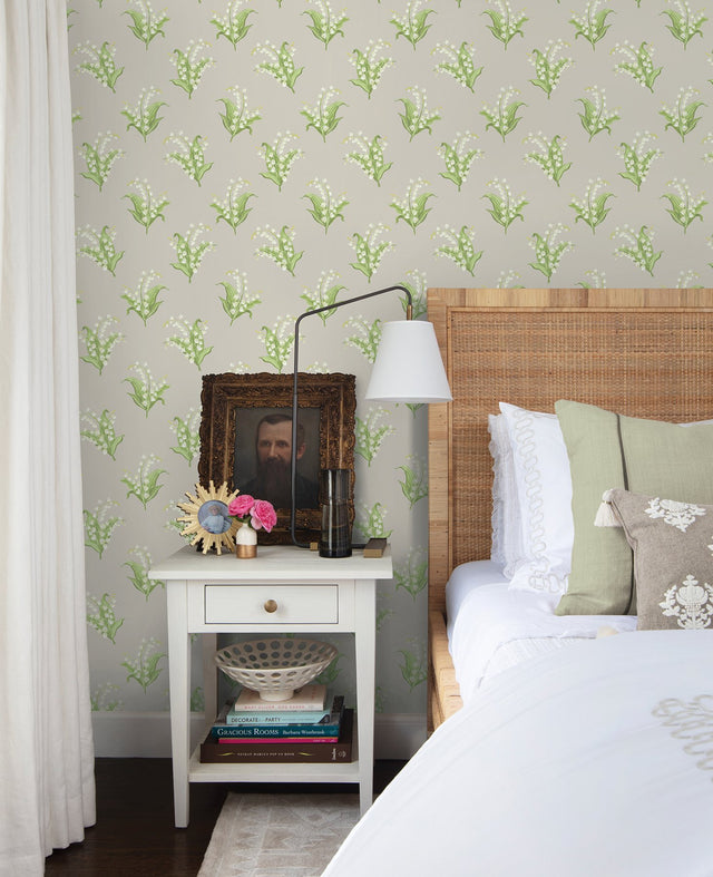Farmington Stone Lily of the Valley Wallpaper with Botanical Lily Motif - A-Street Prints AST4341