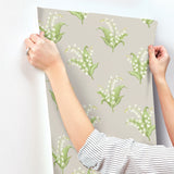 Farmington Stone Lily of the Valley Wallpaper with Botanical Lily Motif - A-Street Prints AST4341